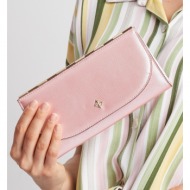 an elegant light pink wallet