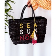 braided shopper beach bag nobo xk00410 black