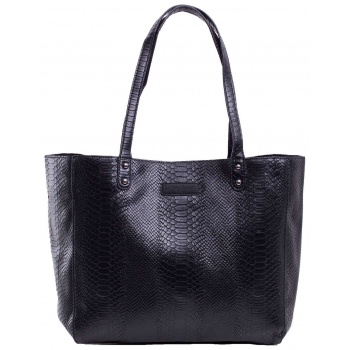 black shopper bag with a crocodile skin motif