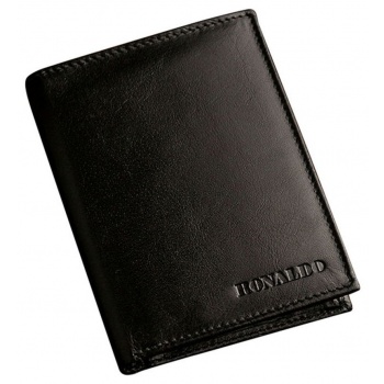 men´s vertical leather wallet without fastening, black