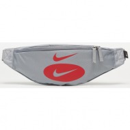 nike heritage hip pack particle grey/ university red