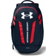 under armour hustle 5.0 backpack academy/ red/ white