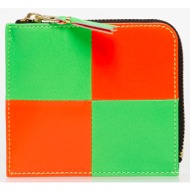 comme des garçons fluo squares wallet orange/ green