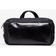 fred perry nylon twill leather xbody bag black/ gold