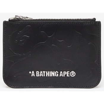 a bathing ape solid camo leather pouch wallet black