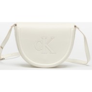 τσάντα calvin klein bold ck saddle crossbody lily white universal