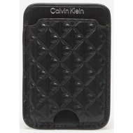 calvin klein aop leather magnetic card case black universal