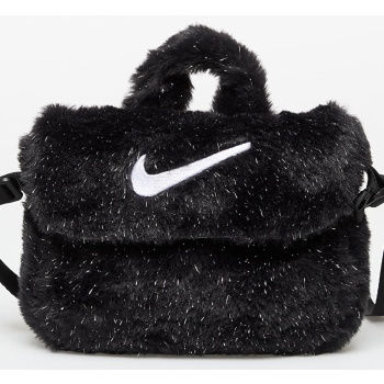 τσάντα nike big kids` faux fur crossbody bag (1l) black/