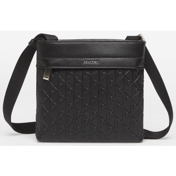 τσάντα calvin klein emblem aop emboss flatpack black