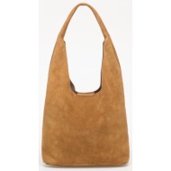τσάντα calvin klein slouchy suede leather brown universal