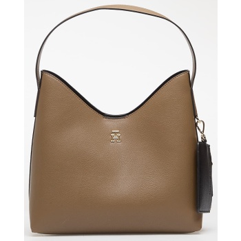 τσάντα tommy hilfiger th icon shoulder bag taupe universal σε προσφορά