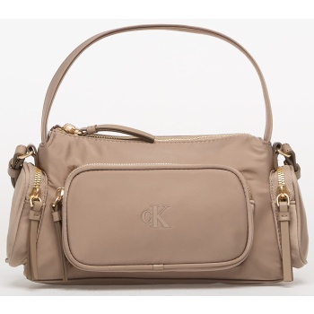 τσάντα calvin klein pocket nylon bag w/ strap beige σε προσφορά