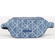 τσαντάκι μέσης calvin klein emblem aop denim waistbag blue universal