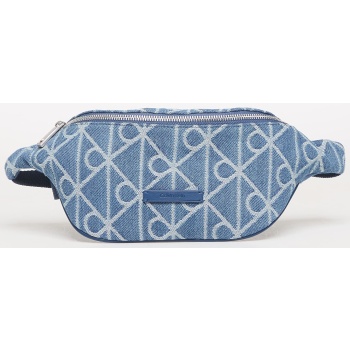 τσαντάκι μέσης calvin klein emblem aop denim waistbag blue σε προσφορά