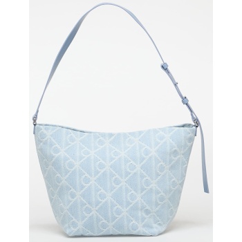 τσάντα calvin klein emblem aop denim bucket blue universal σε προσφορά