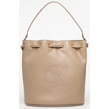 τσάντα calvin klein bold ck large bucket bag dove grey σε προσφορά