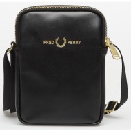 τσάντα fred perry smooth leather small side bag black universal