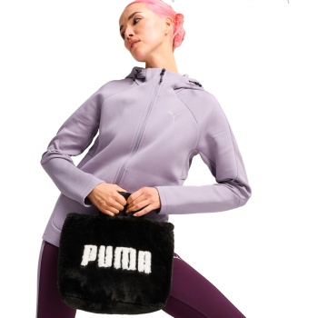 puma core fur mini tote bag 090657-01 μαύρο