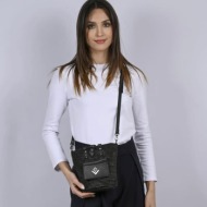 lovely handmade τσάντα χιαστί - kori small rafia black