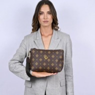 lovely handmade τσάντα χειρός - necessaire signature brown