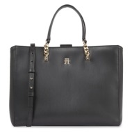γυναικεία τσάντα χειρός-ώμου tommy hilfiger workbag aw0aw15976 bds μαύρη
