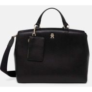 γυναικεία τσάντα χειρός ώμου tommy hilfiger aw0aw17020 bds μαύρη
