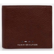 ανδρικό δερμάτινο πορτοφόλι tommy hilfiger am0am12762 gb8 ταμπά