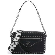 γυναικεία δερμάτινη τσάντα ώμου/χιαστί dkny greenpoint r43eyb91 μαύρη