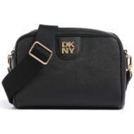 γυναικεία δερμάτινη τσάντα χιαστί dkny r43ekv85 μαύρη