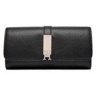 γυναικείο πορτοφόλι tommy hilfiger large flap aw0aw16338 bds μαύρο