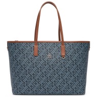 γυναικεία δερμάτινη τσάντα ώμου tommy hilfiger aw0aw17416 dw6 μπλε