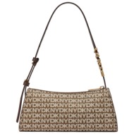 γυναικεία τσάντα ώμου dkny avril r5235g57-n42 καφέ logo