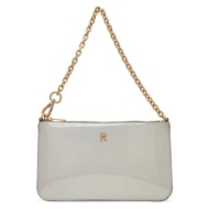 γυναικεία τσάντα ώμου tommy hilfiger aw0aw18219-pe6 ασημί