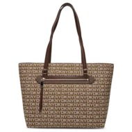 γυναικεία τσάντα ώμου dkny bryant r42aye20-n42 καφέ logo