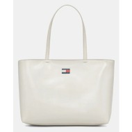 γυναικεία τσάντα ώμου tommy hilfiger aw0aw18069-ybi κρεμ