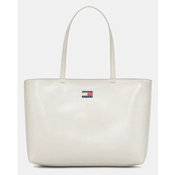 γυναικεία τσάντα ώμου tommy hilfiger aw0aw18069-ybi κρεμ