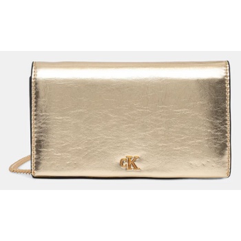 γυναικεία τσάντα χιαστί calvin klein lv04f3320g-3jg χρυσή