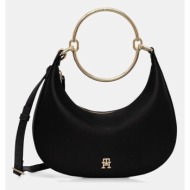 γυναικεία τσάντα ώμου tommy hilfiger aw0aw18236-bds μαύρη