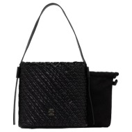 γυναικεία τσάντα ώμου tommy hilfiger aw0aw18160-bds μαύρη