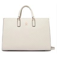 γυναικεία τσάντα χειρός/ώμου tommy hilfiger aw0aw18418-aeo εκρού