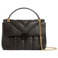 γυναικεία δερμάτινη τσάντα ώμου steve madden anileah 281813-black μαύρη