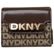γυναικείο πορτοφόλι καρτών dkny avril r52z5m22-n42 καφέ logo