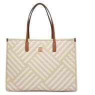 γυναικεία τσάντα ώμου tommy hilfiger aw0aw18394-0f4 μπεζ