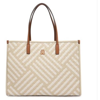 γυναικεία τσάντα ώμου tommy hilfiger aw0aw18394-0f4 μπεζ