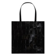 γυναικεία τσάντα ώμου ted baker vannda large icon 283927-μαύρο λουστρίν