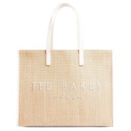 γυναικεία τσάντα ώμου ted baker raffia large icon 284036-ivory