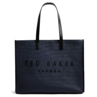 γυναικεία τσάντα ώμου ted baker pallmer raffia large icon 284036-navy