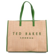 γυναικεία τσάντα ώμου ted baker pallmer raffia large icon 284036-green