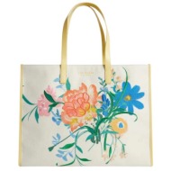 γυναικεία τσάντα ώμου ted baker floicon canvas 284057-natural