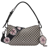 γυναικεία τσάντα ώμου dkny nessa r6136o36-xlb μαύρο logo